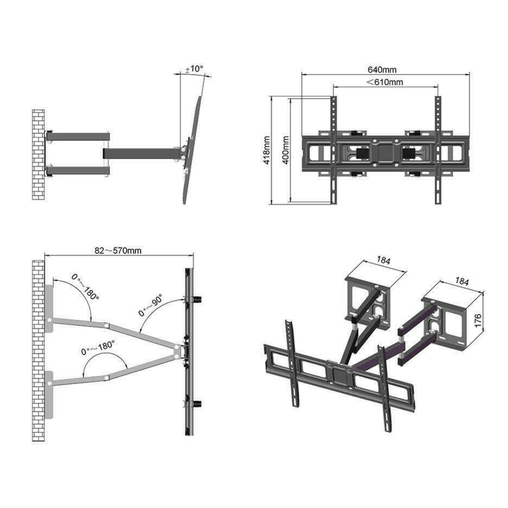 Heavy Duty Adjusting Corner TV Wall Mount Bracket 32 - 70 in