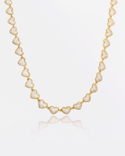 10mm Iced Heart Necklace - Gold