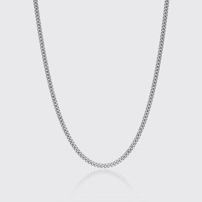 3mm Miami Cuban Link Chain - White Gold