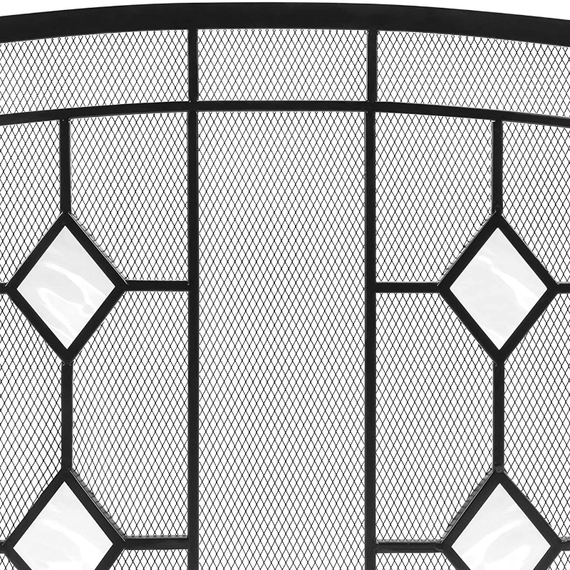 Modern Decorative Black Fireplace Screen Door 3 Panel