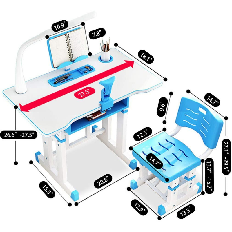 Interactive Kids Adjustable Large Study Desk And Chair Set