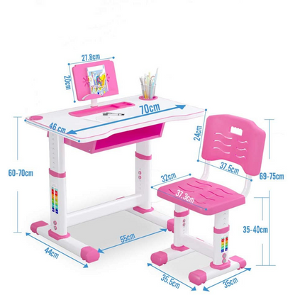 Interactive Kids Adjustable Large Study Desk And Chair Set