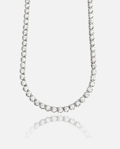 5mm Round Tennis Chain - White Gold