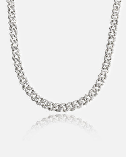 8mm Iced Cuban Link Chain - White Gold