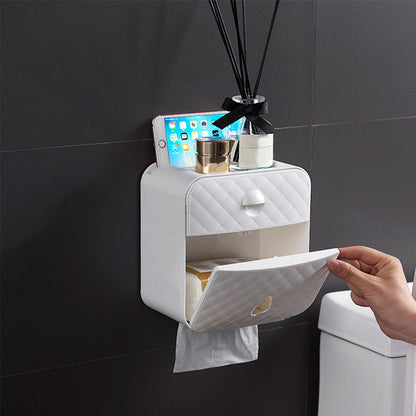 Wall Mounted Toilet Paper Holder With Shelf Storage