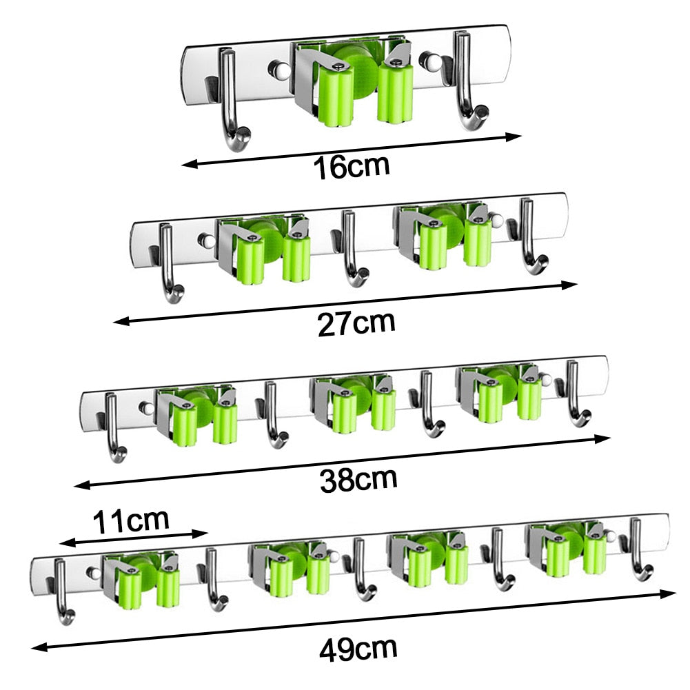 Heavy Duty Broom And Mop Holder Storage Rack Hook