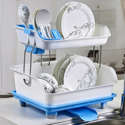 Compact 2 Tier Kitchen Dish Drying Drainer Rack