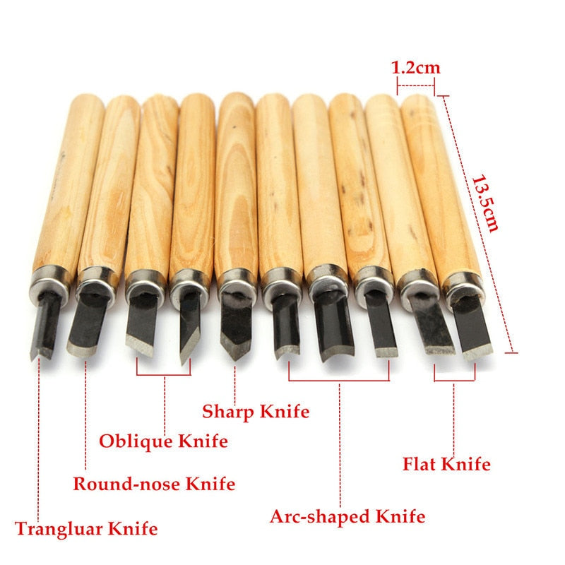 Wood Carving Chisel Knife Set 10 Pcs