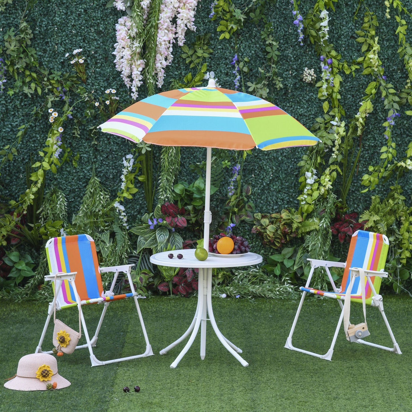 Kids Outdoor Picnic Bench Table Set With Umbrella