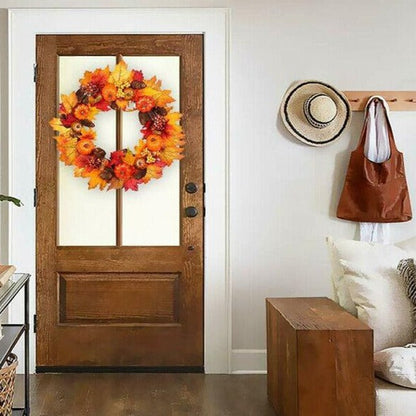 Festive Autumn / Fall Pumpkin Leaves Door Wreath