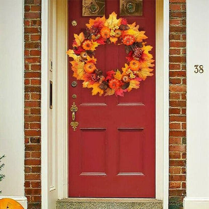 Festive Autumn / Fall Pumpkin Leaves Door Wreath