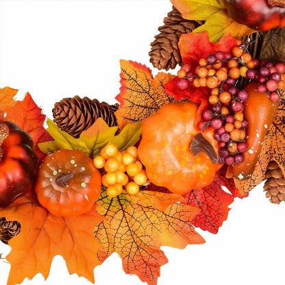 Festive Autumn / Fall Pumpkin Leaves Door Wreath