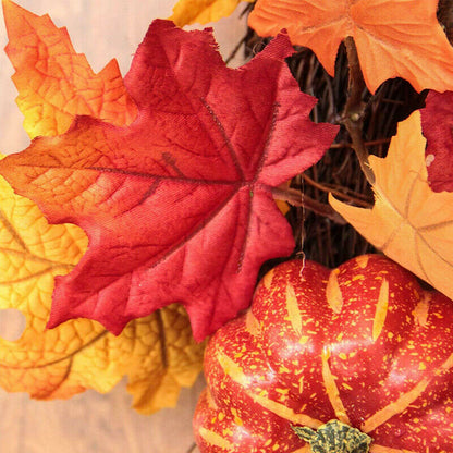 Festive Autumn / Fall Pumpkin Leaves Door Wreath