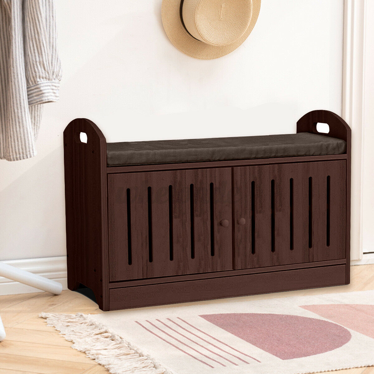 Large Entryway Shoe Shelf Storage Bench Organizer