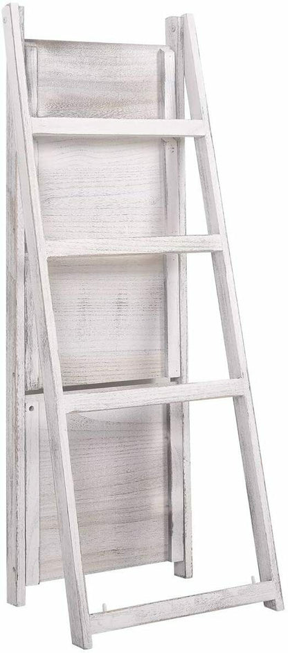 Foldable Wall White Ladder Bookcase Shelf