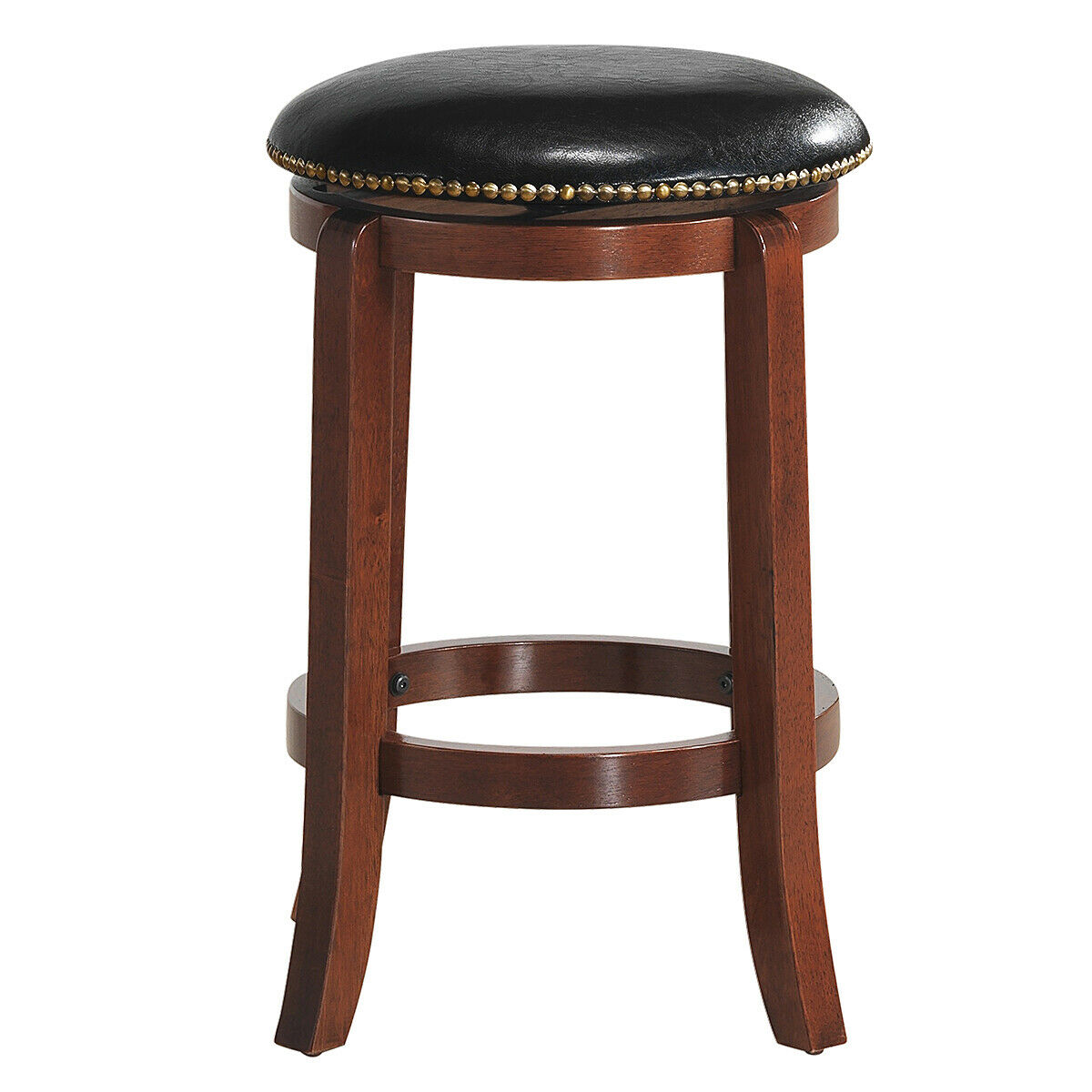 Wooden Rustic Cushioned Leather Counter Bar Stool