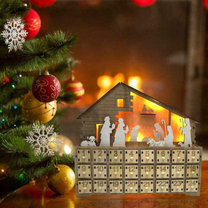 Traditional Wooden Reusable Christmas Nativity Advent Calendar