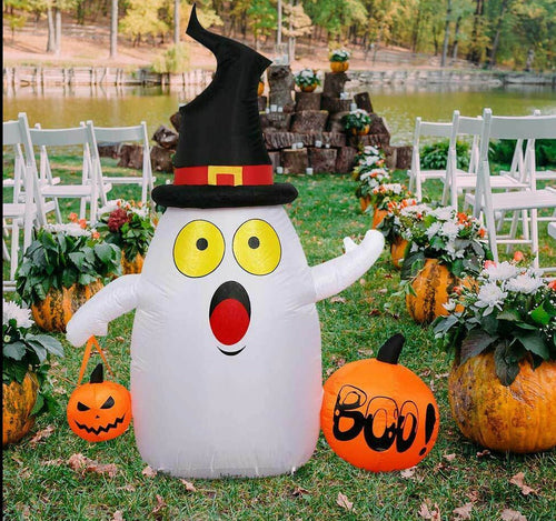 Halloween Outdoor Inflatable Blow Up Ghost With LED Lights 5 Ft