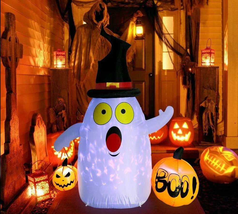 Halloween Outdoor Inflatable Blow Up Ghost With LED Lights 5 Ft